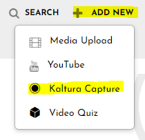 Add New, Kaltura Capture