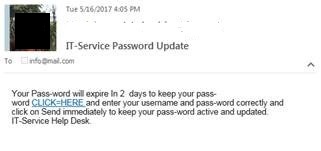 Phishing email example