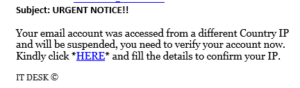 Phishing email description